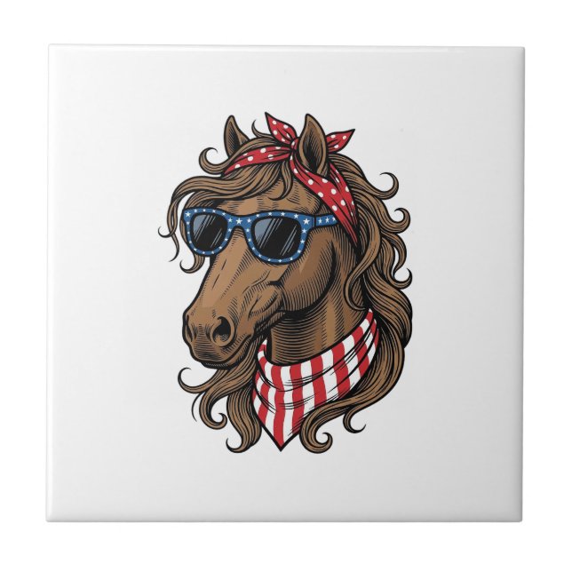Patriotic Horse Head Vector Shirt Design_1 Tile (Front)