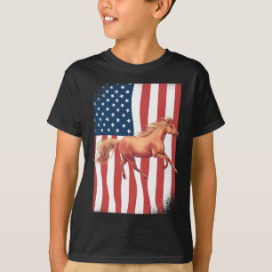 Patriotic Horse Horseback Riding American Flag Hor T-Shirt