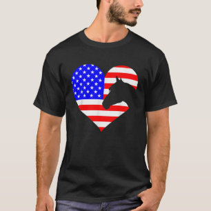Patriotic Horse Lover 4th Of July Cool Heart Ameri T-Shirt