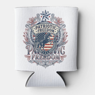 Patriotic Horse Lover Vector Graphic Tee_1 Can Cooler