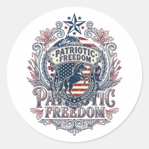 Patriotic Horse Lover Vector Graphic Tee_1 Classic Round Sticker