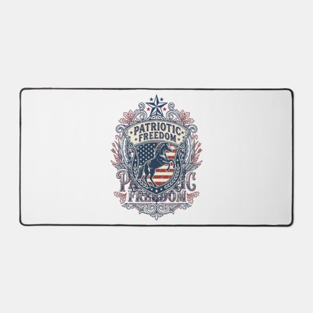 Patriotic Horse Lover Vector Graphic Tee_1 Desk Mat (Front)