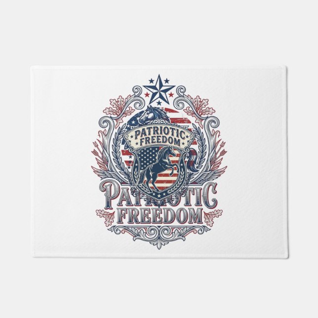 Patriotic Horse Lover Vector Graphic Tee_1 Doormat (Front)