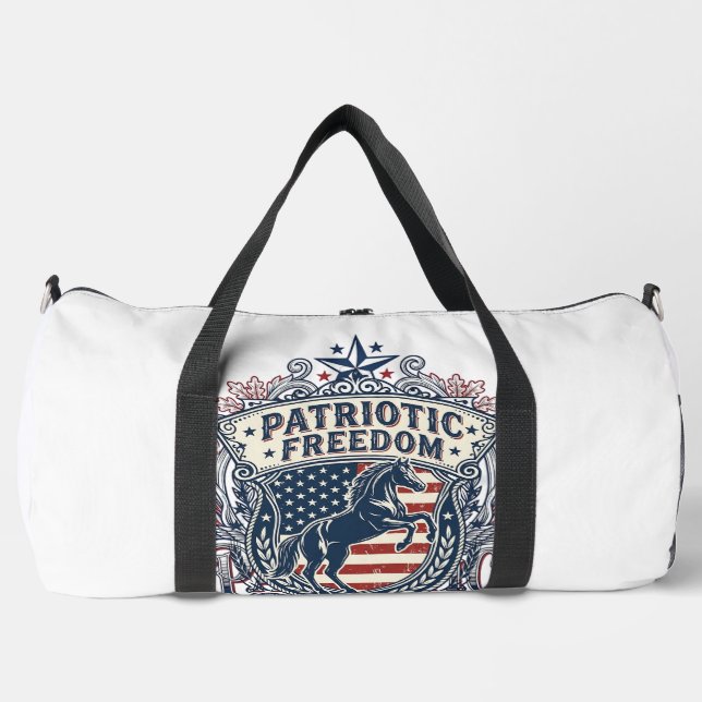 Patriotic Horse Lover Vector Graphic Tee_1 Duffle Bag (Front)