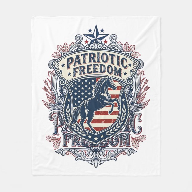 Patriotic Horse Lover Vector Graphic Tee_1 Fleece Blanket (Front)