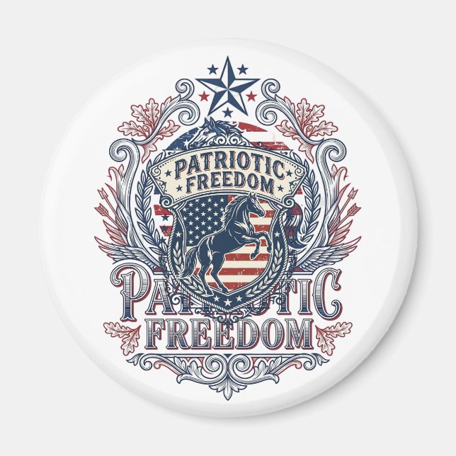 Patriotic Horse Lover Vector Graphic Tee_1 Magnet (Front)