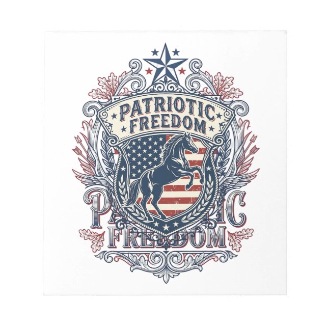 Patriotic Horse Lover Vector Graphic Tee_1 Notepad (Front)