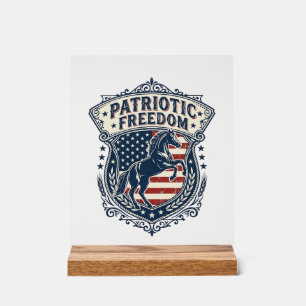 Patriotic Horse Ranch Mum Vector Graphic Tee_1 Acrylic Sign