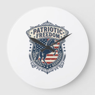 Patriotic Horse Ranch Mum Vector Graphic Tee_1 Large Clock