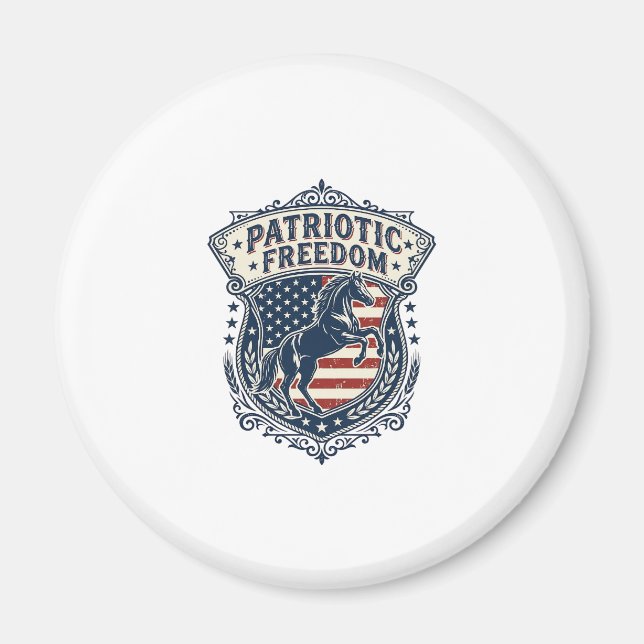 Patriotic Horse Ranch Mum Vector Graphic Tee_1 Magnet (Front)