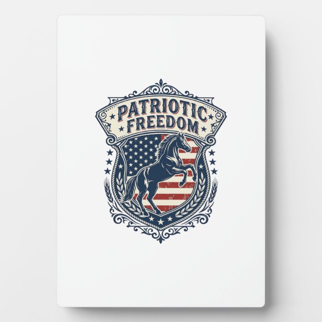 Patriotic Horse Ranch Mum Vector Graphic Tee_1 Plaque (Front)