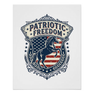 Patriotic Horse Ranch Mum Vector Graphic Tee_1 Poster