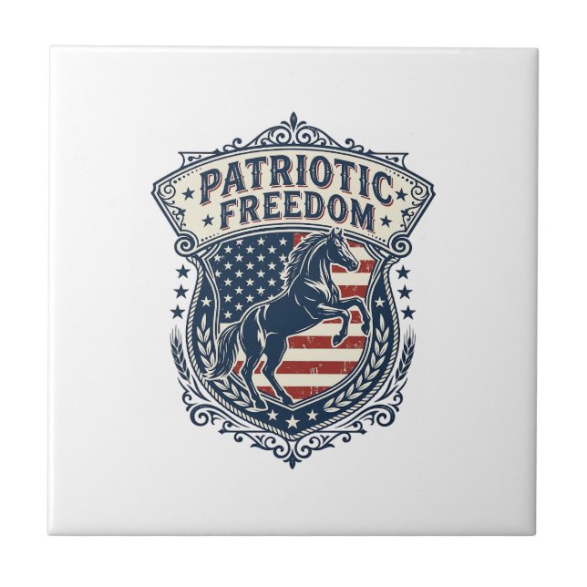 Patriotic Horse Ranch Mum Vector Graphic Tee_1 Tile (Front)