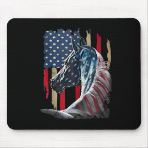 Patriotic Horse Usa Flag Vintage Horse 4th Of July Mouse Pad