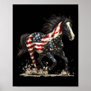 Patriotic Horse Usa Flag Vintage Horse 4th Of July Poster