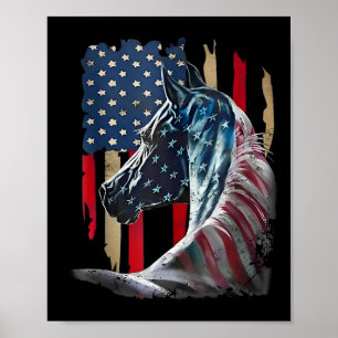 Patriotic Horse Usa Flag Vintage Horse 4th Of July Poster