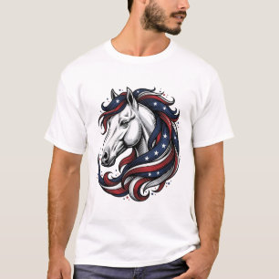 Patriotic Horse Vintage Engraving Vector Art T-Shirt