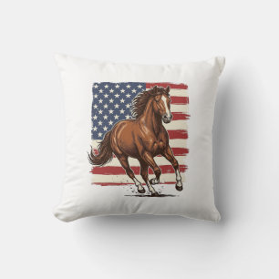 Patriotic Horse Vintage Western Vector Design_1 Cushion