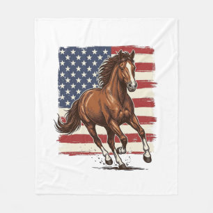 Patriotic Horse Vintage Western Vector Design_1 Fleece Blanket