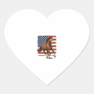 Patriotic Horse Vintage Western Vector Design_1 Heart Sticker