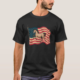 Patriotic Horse with American Flag T-Shirt