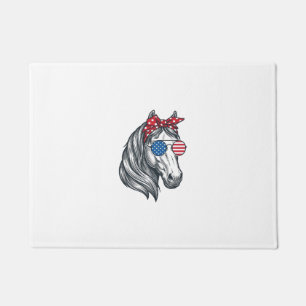 Patriotic Horse With Flag Sunglasses Vintage Vecto Doormat