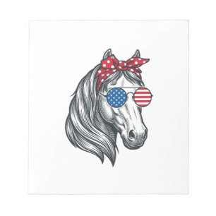 Patriotic Horse With Flag Sunglasses Vintage Vecto Notepad