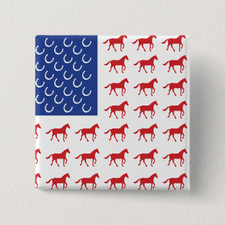 Patriotic Horses American Flag 15 Cm Square Badge