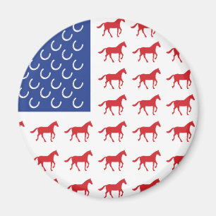 Patriotic Horses American Flag Magnet