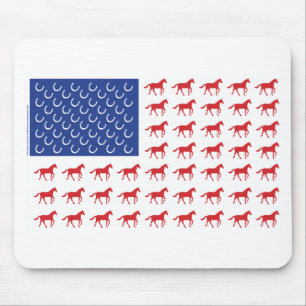 Patriotic Horses American Flag Mouse Pad