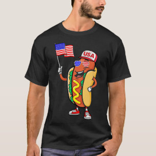 Patriotic Hot Dog American Flag Usa Funny 4th Of J T-Shirt