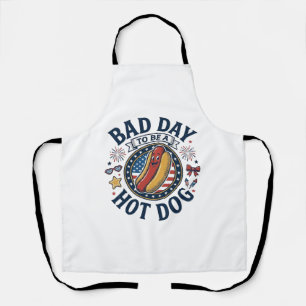 Patriotic Hot Dog Bad Day Funny 4th of July Shirt_ Apron