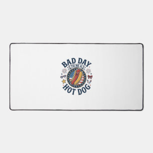 Patriotic Hot Dog Bad Day Funny 4th of July Shirt_ Desk Mat