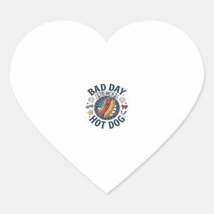 Patriotic Hot Dog Bad Day Funny 4th of July Shirt_ Heart Sticker