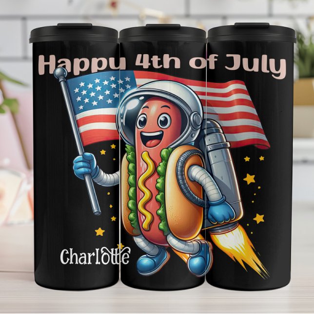 Patriotic Hot Dog: Flying Fourth Fun Thermal Tumbler (Creator Uploaded)