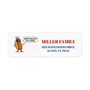 Patriotic Hot Dog Return Address Labels