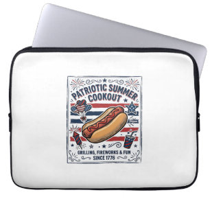 Patriotic Hot Dog Vintage Cookout Laptop Sleeve
