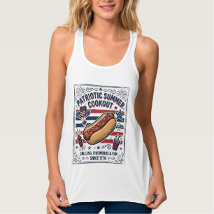 Patriotic Hot Dog Vintage Cookout Singlet