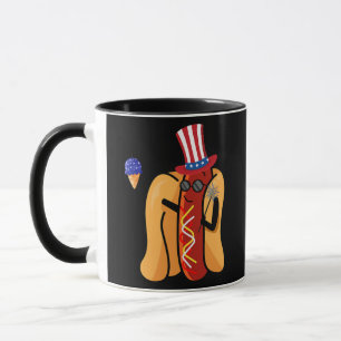 Patriotic Hot Dog with Ice Cream Sparkler July Mug