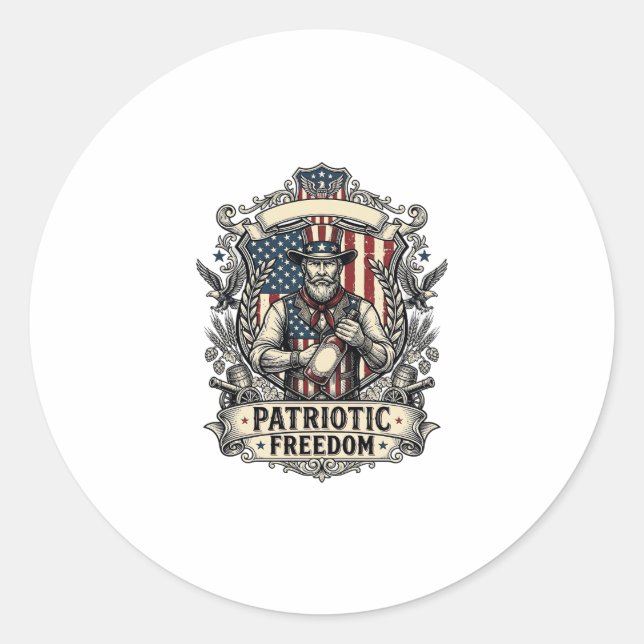 Patriotic Hot Sauce Lover Classic Round Sticker (Front)
