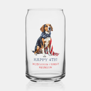 Patriotic Hound Dog Personalised Can Glass