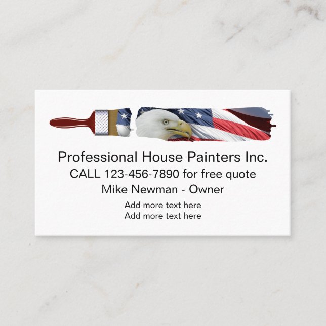 Patriotic House Painter Design Business Card (Front)