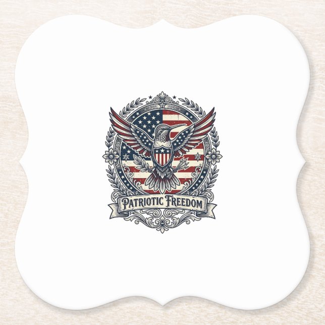 Patriotic Hummingbird Paper Coaster (Front)