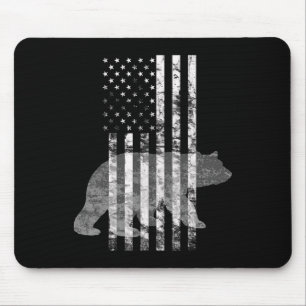 Patriotic Hunting Bear American Flag Hunters Mouse Pad