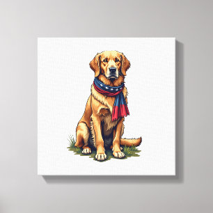 Patriotic Hunting Golden Retriever Vintage Tee 4 Canvas Print