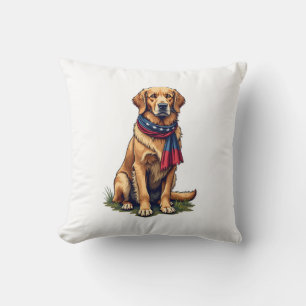 Patriotic Hunting Golden Retriever Vintage Tee 4 Cushion