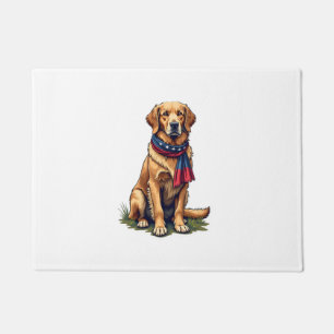 Patriotic Hunting Golden Retriever Vintage Tee 4 Doormat