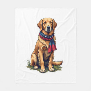 Patriotic Hunting Golden Retriever Vintage Tee 4 Fleece Blanket