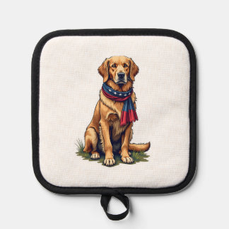 Patriotic Hunting Golden Retriever Vintage Tee 4 Pot Holder