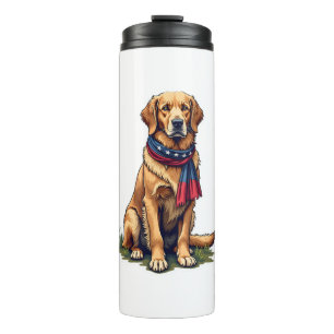 Patriotic Hunting Golden Retriever Vintage Tee 4 Thermal Tumbler